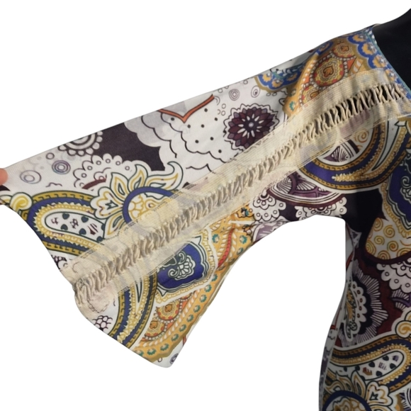 Citi Life Women's Multicolor Paisley Print V-Neck 3/4 Sleeve Top Sweater Size M - Picture 4 of 9